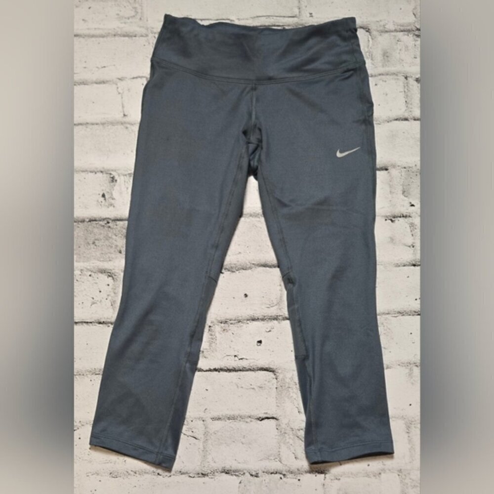 Nike Running Capri Leggings Gray Athletic Cropped Pants XS